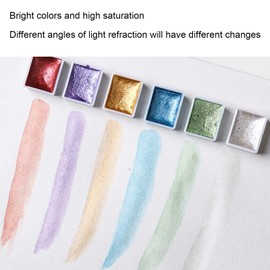 24 Piezas de Pintura de Acuarela Macaron Metálico Juego de Pintura de Acuarela Nacarada Sólida, Pintura de Acuarela para Pintar Nail Art Pintura Metálica