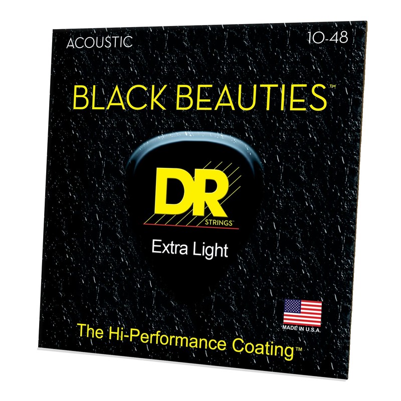 DR Strings Cuerdas de guitarra acústica, Black Beauties - Recubierto
