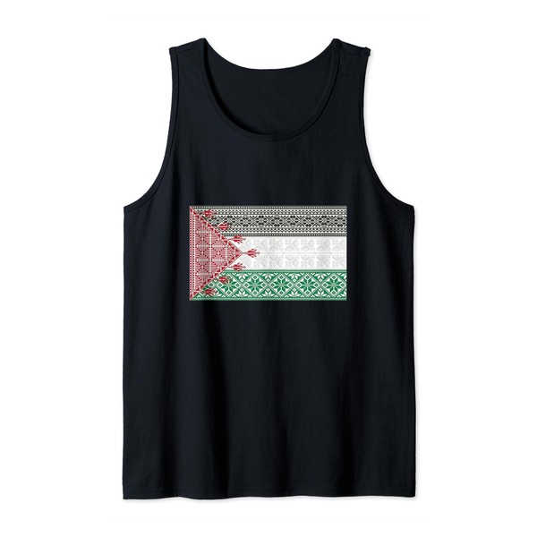 Palestine Flag Tatreez Cross Stitch Pattern Traditional Tank Top