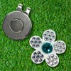 Bonjoc Golfballmarker Blume mit Kristallen mit magnetischem Hatclip (weiß/blau)