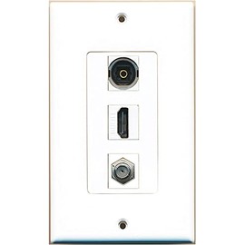RiteAV - 1 Port HDMI 1 Coax Cable TV- F-Type 1 Toslink Wall Plate Decorative