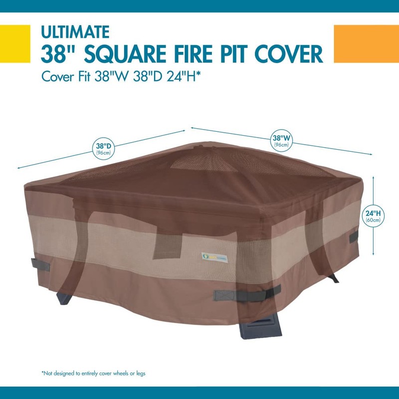 Duck Covers Ultimate Waterproof 40 Inch Square Fire Pit Cover,