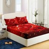 AILONEN Hearts Love Fitted Sheet Set Queen Size,3D Red Rose