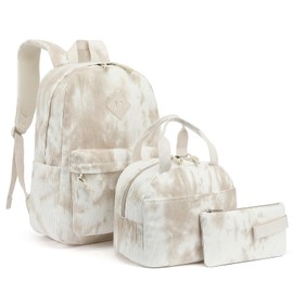 Dezcrab School Backpack for Girls - Girls Backpack with Lunch Box Pencil Case for Teen Kids Elementary Middle Bookbag (Corduroy Tie Dye)