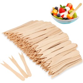 Pack of 200 Chip Forks, Wooden Forks, French Fries, Forks, Party Tableware, Chip Forks, for Party, Birthday, Camping and Picnic (85 mm)