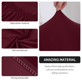 SearchI Club Chair Slipcover Stretch Barrel Chair Covers Solid Color Tub Chair Slipcovers Spandex Armchair Sofa Cover Removable Couch Furniture Protector Arm Chair Cover for Living Room(Pure Wine Red)