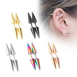 Unbranded Rivet Ear Piercing Plugs Faux Gauges Tunnel Earrings Spike Steel Stud Earrings - Colorful