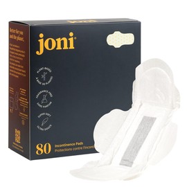 joni Pads, Bamboo Incontinence Pads for Bladder Leaks, Light-Medium Support, Winged, Ultra-Absorbent, Unscented, Compostable Wrappers, 24 cm, 80 Count