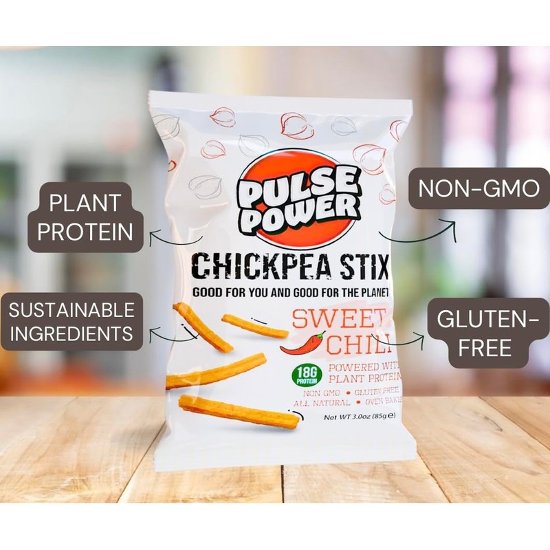 Pulse Power Chickpea Stix - Crunchy Snacks, High Protein, Gluten