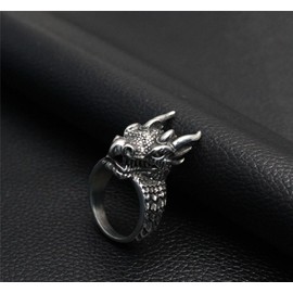 Dragon Ring for Men, Vintage Dragon Head Ring, Retro Domineering Dragon Rings, Amulet Ring, Punk Animal Dragon Jewelry for Men Mens (11)