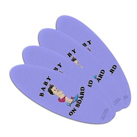 Baby On Skate Board Funny Humor Double-Sided Oval Nail File Emery Board Set 4 Pack