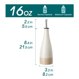 vancasso 16 Oz Ceramic Olive Oil Dispenser Bottle, Bottle Dispenser with Spout and Funnel for Kitchen,Suitable for Oil, Vinegar, Coffee Syrups & Other Liquids，Cream