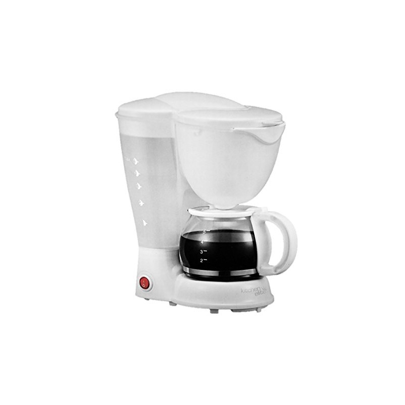 Kitchen Elite 5-Cup Automatic Drip Coffee Maker, White, Pause-n-Pour