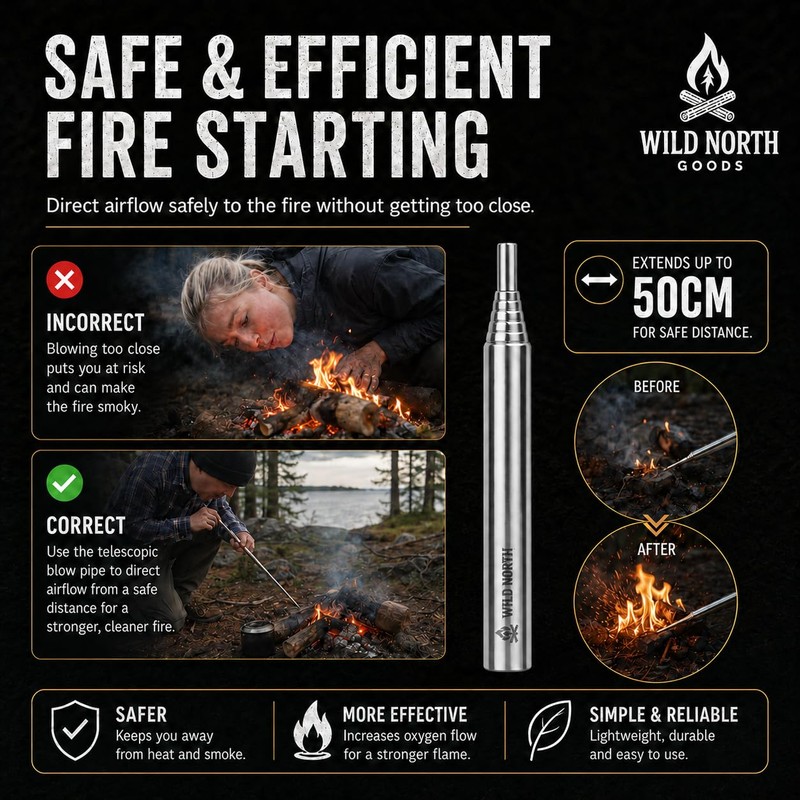 Wild North Goods Fire Starter Kit - Ferro Rod, Striker,