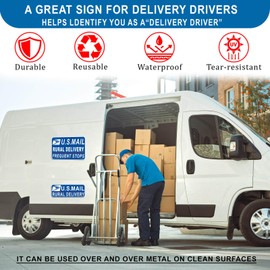 Delivery Driver Magnetic - 3-Pack Rural Delivery Carrier Magnets Bumper Sticker Set - Reusable and Removable Magnets for Car,SUV,Trucks - Reflective Waterproof - 11.8×4 inch(US MAIL-BLUE)
