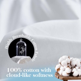 Simple&Opulence Twin Size Mattress Pad Protector, 100% Cotton Top Cooling Breathable Quilted Mattress Cover Fitted Sheet Stretches up to 16 Inches Deep Pocket Non Slip Soft Bedding Pad Topper-White