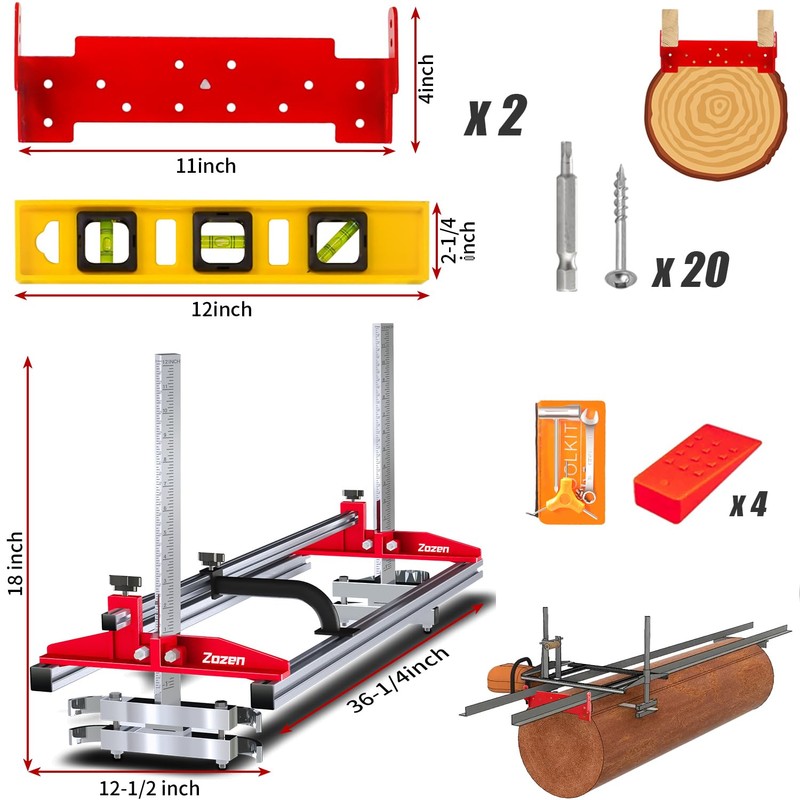 Zozen Chainsaw Mill with Lumber Guide Brackets, Portable Sawmill Kit