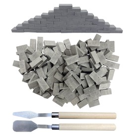 Woohome 250 PCS Miniature Bricks Gray Mini Wall Brick for Landscaping, Model Brick Wall Small Bricks with Scraper for Crafts Realistic Fake Bricks, 1:16 Scale