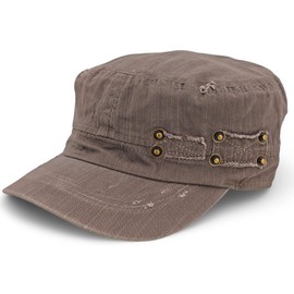 styleBREAKER Unisex Military Cap in Destroyed Vintage Look Adjustable Army Cap Made of Cotton Used Look Peaked Cap for Men and Women, taupe, Unit size