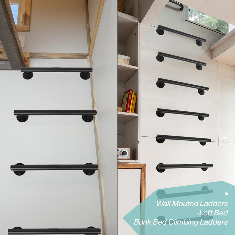 Purife 1.6 FT Black Metal Heavy Duty Stair Railing Indoor,