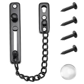 Safety Door Chain Heavy Duty Latch, Door Security Chain with Spring Anti-Theft Snap Lock, Chain Door Lock, Chrome Plated Slide Restrictor Sliding Lock for Hotel Apartment Home Bedroom(Black)