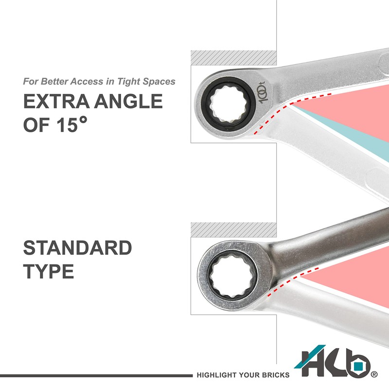 HB 13MM 100-Tooth Combination Ratchet Wrench, 3.6 degree swing arc,