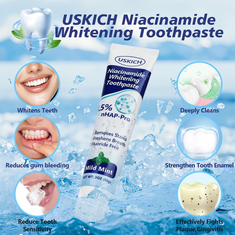 7.5% Nano Hydroxyapatite Toothpaste,6 Pack Fresh Breath Whitening Toothpaste for