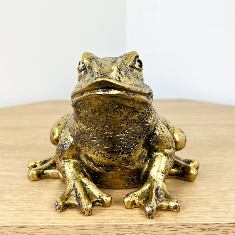 Alfie Francis Gold Frog Ornament Statue Home Shelf Decor Sculpture