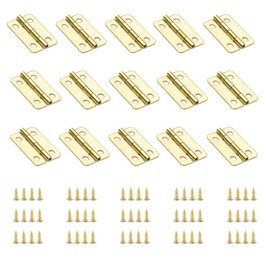 YUE QIN 100 PCS Antique Brass Small Hinges for Wooden Boxes Piano Hinges Decorative Mini Hinges with 400 Pcs Replacement Hinge Screws with Contain Box