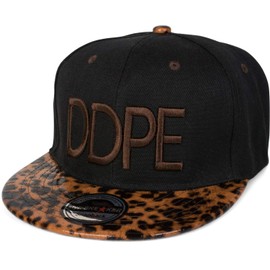 styleBREAKER Snapback Cap 'DDPE' in Leo Animal Print Design with Snake Embossing, Baseball Cap, Adjustable, Unisex 04023034, Color:Black-Dark Brown