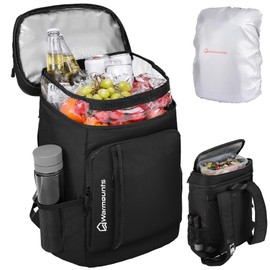 WARMOUNTS Insulated Waterproof Cooler Backpack 36 Cans, Soft Sided Ice Chest Cooler w/Leak Proof Liner, 5-Layer Insulation Portable Lunch Backpack for Camping, Beach, Fishing, Picnic, Travel (Black)