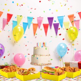 Uiifan 50 Pack Paper Food Tray 5 lb Large Food Boats Nacho Plates Disposable Serving Snack Trays Grease Resistant for Graduation Party Birthday Supplies(Yellow)