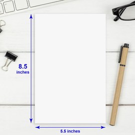 Half Letter Size Paper, 5.5"x8.5, 100gsm, White, 100 Sheets