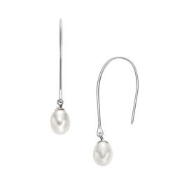 Skagen Agnethe Pearl Silver SKJ1834040 Women's Earrings Stainless Steel, Length: 36.6MM, Width: 12.7MM, Stainless Steel, No Gemstone