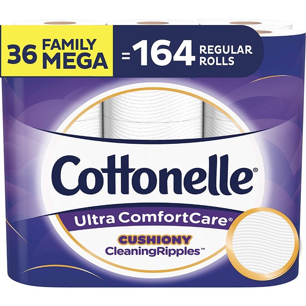 Cottonelle Ultra ComfortCare Soft Toilet Paper with Cushiony Cleaning Ripples, Family Mega Rolls, 325 Sheets Per Roll, 18 Count (Pack of 2)