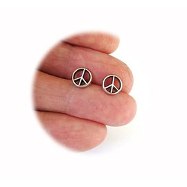 New Sterling Silver 8mm Peace Sign with Hypo-Allergenic Post Stud Earrings for Everyday Wear and Any Outfit MEMRIZ00859