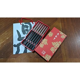 6 Pair Set New Taiwan Din Tai Fung Chopstick Black Stainless Steel 鼎泰豐平安筷禮盒