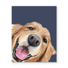 Dog Puppy Day Canvas Wall Art Decor - Golden Retriever Frame painting, Dog Portrait with Joyful Expression Print, Ideal for Living Room, Gift for Puppy Lovers 8X10 inch