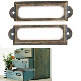 Metal Drawer Holder, 20 Pieces Drawer Brand Students, DIY Retro Drawer Signs, Shelf Note Accessories (Bronze)