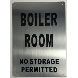 BUILDINGSIGNS.COM BOILER ROOM SIGN (Brush Aluminium 10x14)-REF24-1