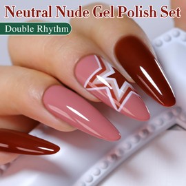 Double Rhythm Nude Pink Gel Polish Set of 6 Colors Neutral Gel Nail Kit Pastel Light Nude Milky Salon UV DIY Manicure at Home (6-Kit20)