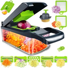 Vegetable Slicer 15 in 1, Vegetable Slicer with Stainless Steel, Nicer Dicer, Onion Cutter, Manual Vegetable Cutter, Grater for Vegetables, Multifunctional Potato Cutter, Cucumber Slicer, Onion