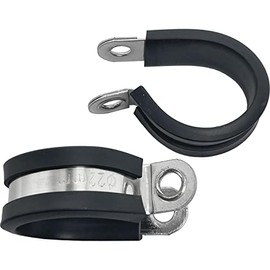 Lumonic 10 x 22 mm pipe clamps with rubber insert, stainless steel V2A, cable clamps for screwing, hose clamp 22 mm, pipe clamps, mounting clamp 2
