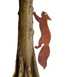 Voarge Rusty Squirrel to Screw in Wood, Rusty Squirrel, Squirrel Decoration, Garden Decorations for Outdoor Use, Rust Decoration for Garden