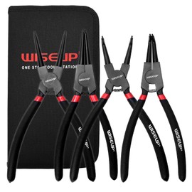 WISEUP Snap Ring Pliers Set Heavy Duty,4PCS-9 inch long Internal/External Circlip Pliers Kit,Straight/Bent Jaw Tips C-Clip for Ring Remover Retaining (9 inch Circlip Pliers, 4 pcs)