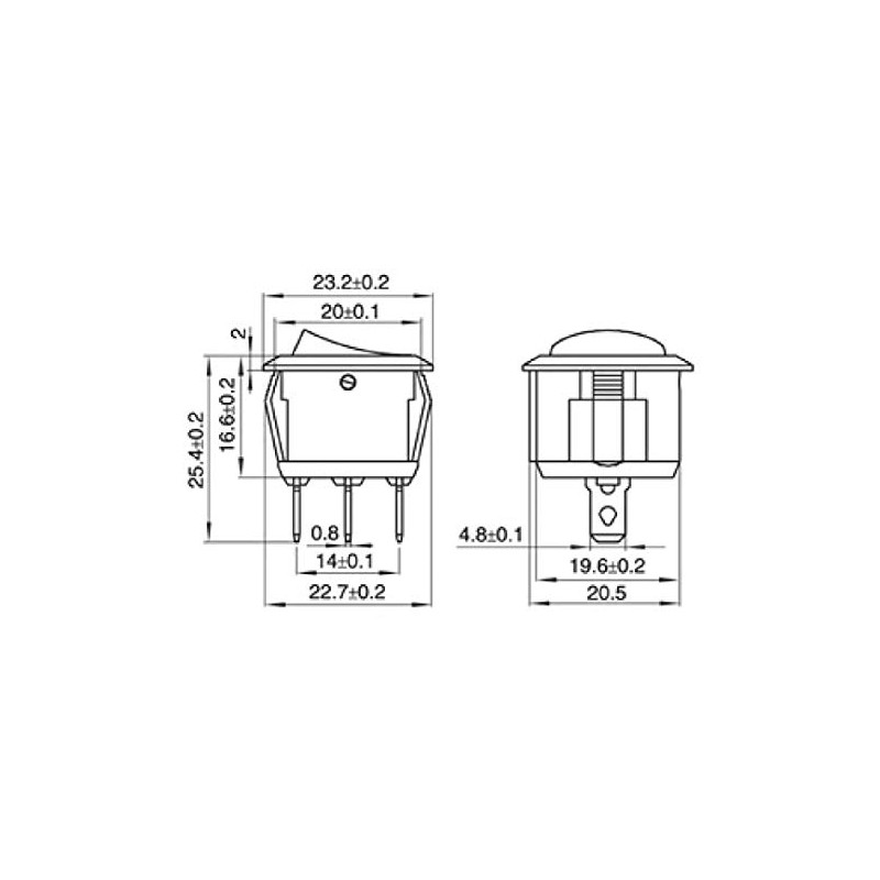 MC POWER Rocker Switch 3-Pin Red Rocker (Illuminated), 250 V/6.5