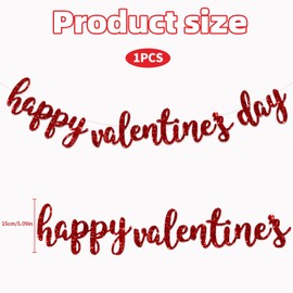 Valentines Day Banner, Happy Valentines Day Banner, Red Glittery Valentines Day Party Banner, 18 Pieces Letter Hanging String Garland for Valentines Day Decorations for Garland for Anniversary Banner