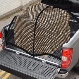 Ezfilet Highly Elastic Cargo Net - Double Layer Truck Bed Cargo Net for Pickup Trucks, Vans, and SUVs | 4x4 FT Stretches to 7x7 FT, Perfect for Daily Light Loads