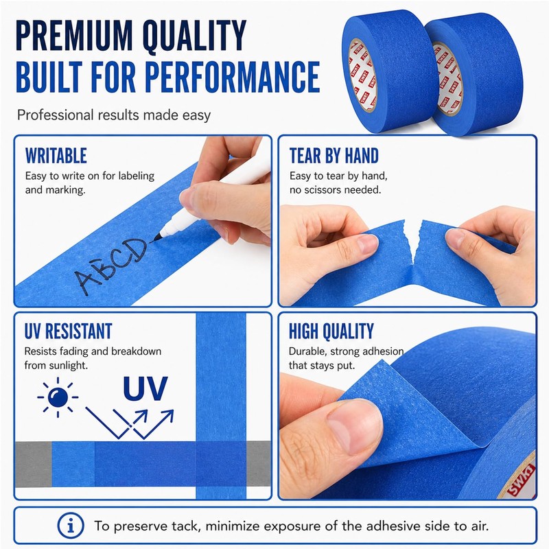 SWRT Blue Painters Tape 2 Inch Wide – 18 Rolls