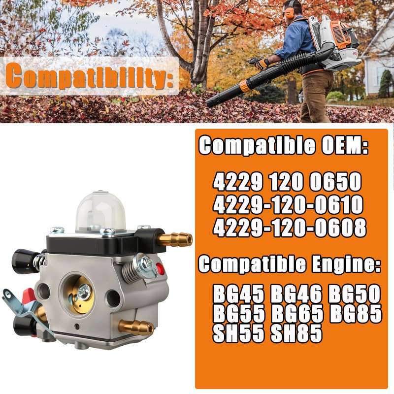 Gioong BG50 Carburetor Compatible with Stihl BG65 SH55 SH85 BG45